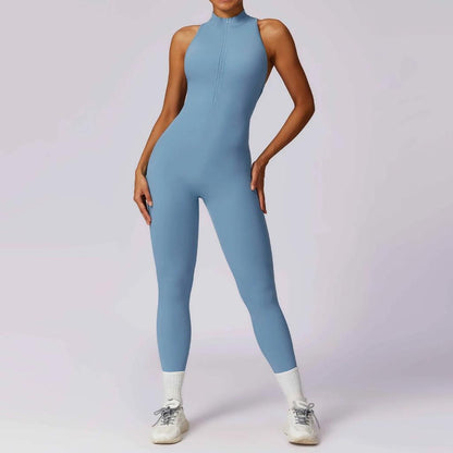 Sleeveless Women's Yoga Jumpsuit with Zipper haze-blue xl by HitMyNeed