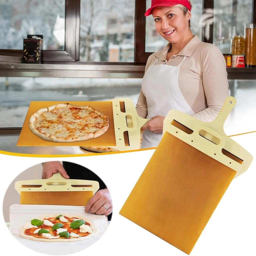 Sliding Pizza Peel with Foldable Wooden Handle by HitMyNeed