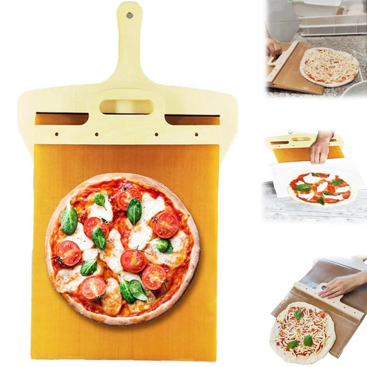 Sliding Pizza Peel with Foldable Wooden Handle Large 52.5x30cm by HitMyNeed