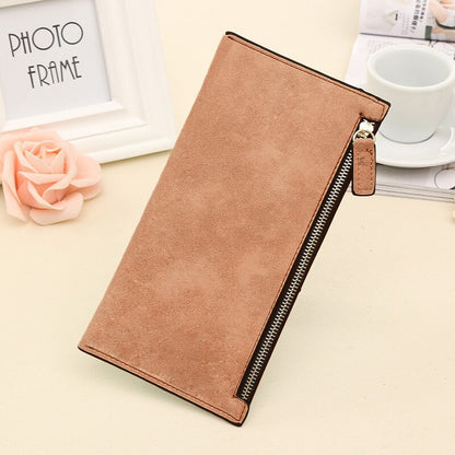 Slim Women's Wallet PU Leather Clutch Purse brown by HitMyNeed