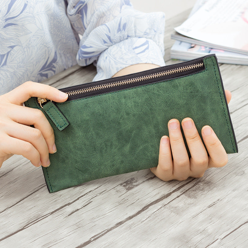 Slim Women's Wallet PU Leather Clutch Purse green by HitMyNeed