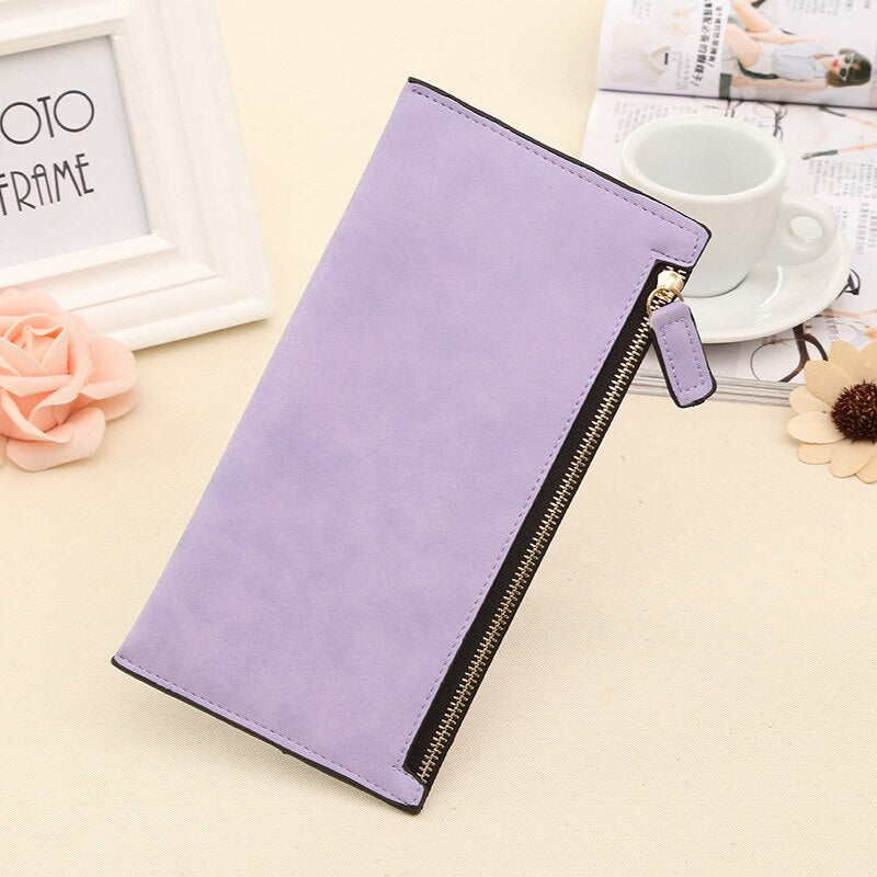 Slim Women's Wallet PU Leather Clutch Purse lavender by HitMyNeed