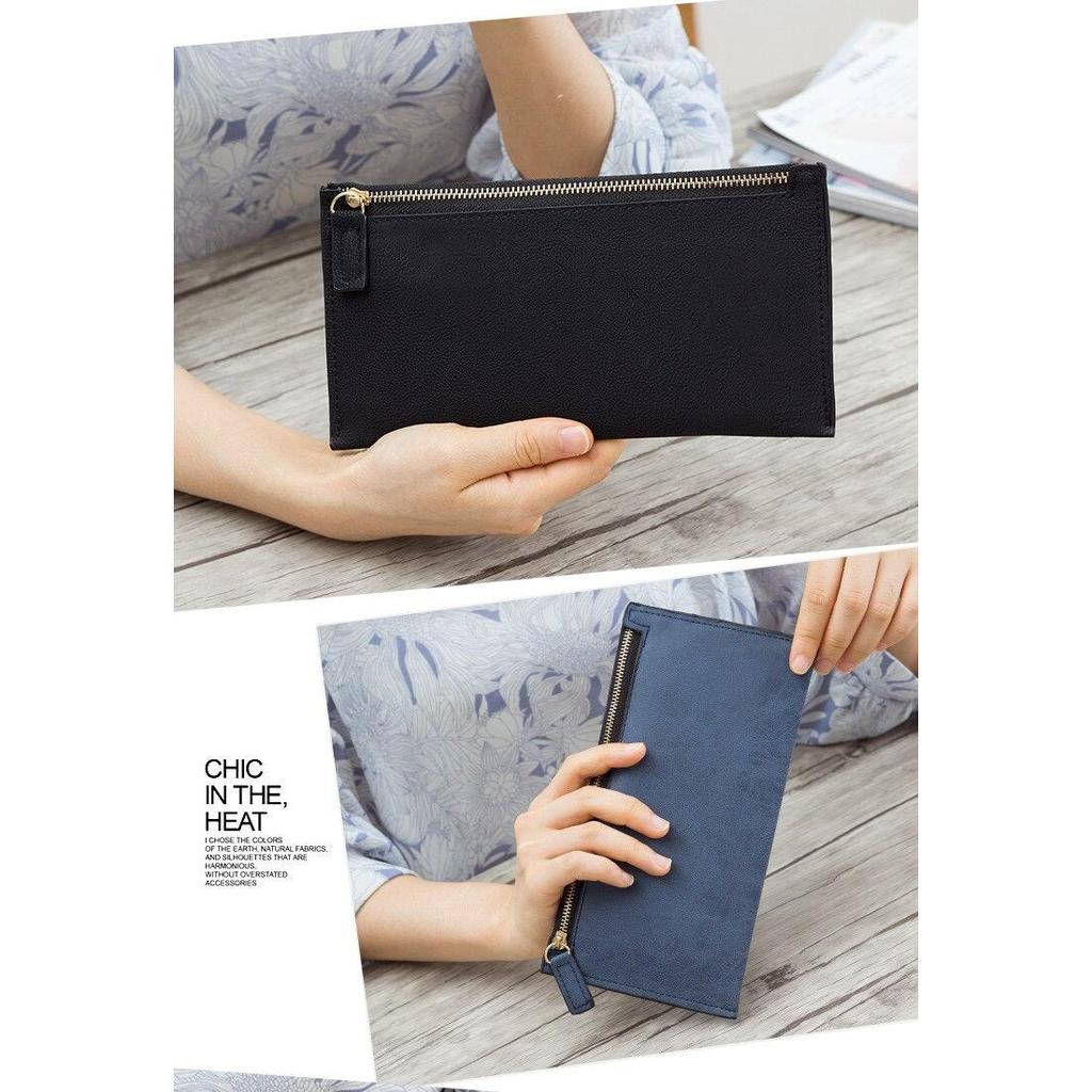 Slim Women's Wallet PU Leather Clutch Purse navy-blue by HitMyNeed