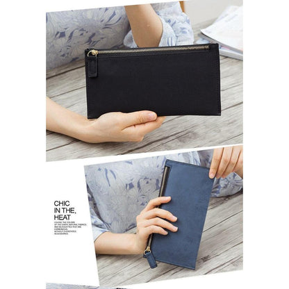 Slim Women's Wallet PU Leather Clutch Purse navy-blue by HitMyNeed