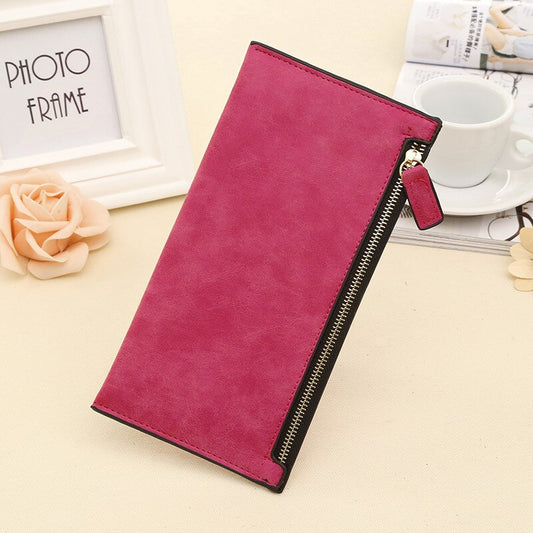 Slim Women's Wallet PU Leather Clutch Purse rose by HitMyNeed