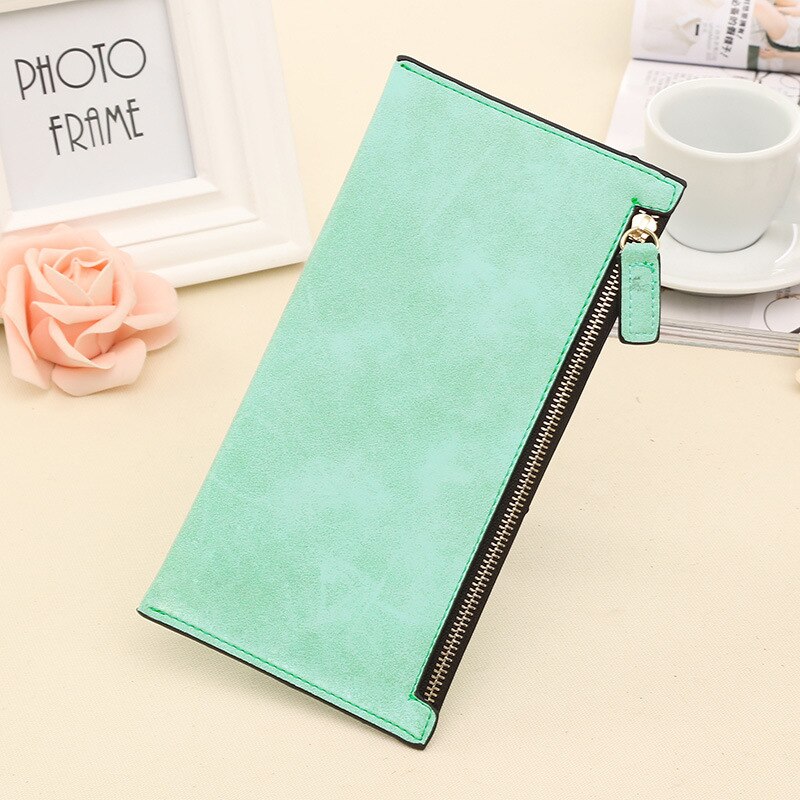 Slim Women's Wallet PU Leather Clutch Purse sky-blue by HitMyNeed
