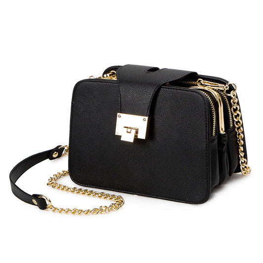Small Black Shoulder Clutch Bag with Chain Strap by HitMyNeed