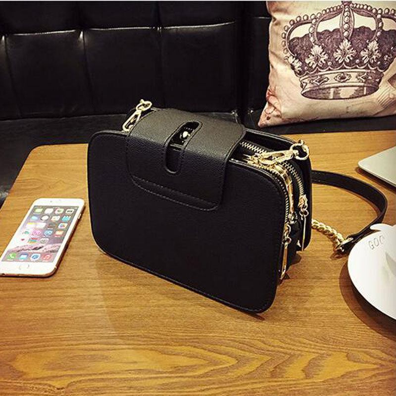 Small Black Shoulder Clutch Bag with Chain Strap by HitMyNeed
