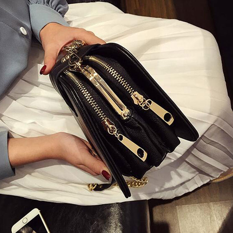 Small Black Shoulder Clutch Bag with Chain Strap by HitMyNeed
