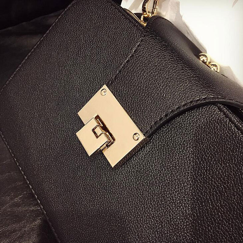 Small Black Shoulder Clutch Bag with Chain Strap by HitMyNeed