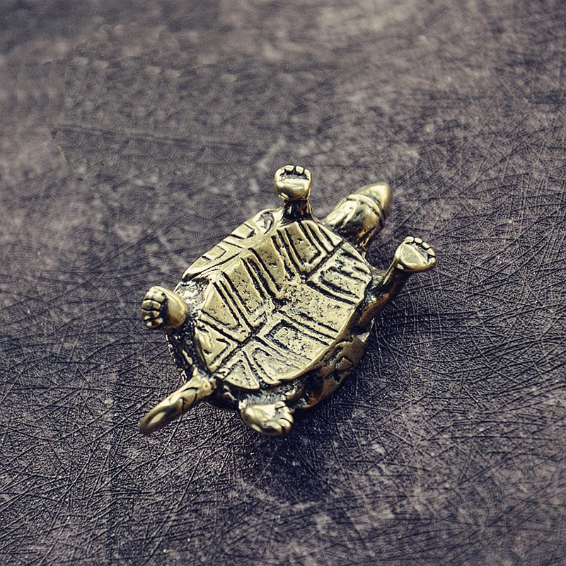 Small Brass Tortoise Figurine Desk Decor by HitMyNeed