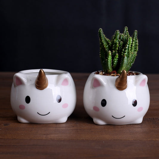 Small Ceramic Unicorn Planter Pot for Succulents by HitMyNeed