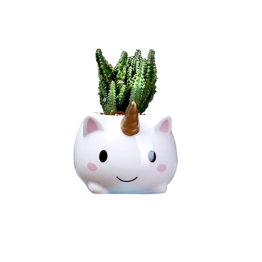 Small Ceramic Unicorn Planter Pot for Succulents by HitMyNeed