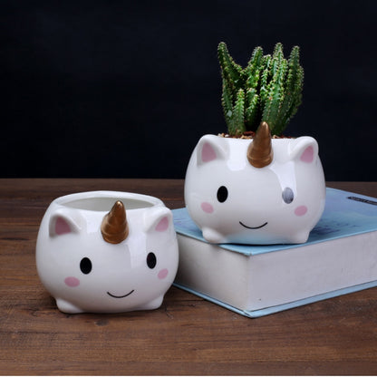 Small Ceramic Unicorn Planter Pot for Succulents by HitMyNeed