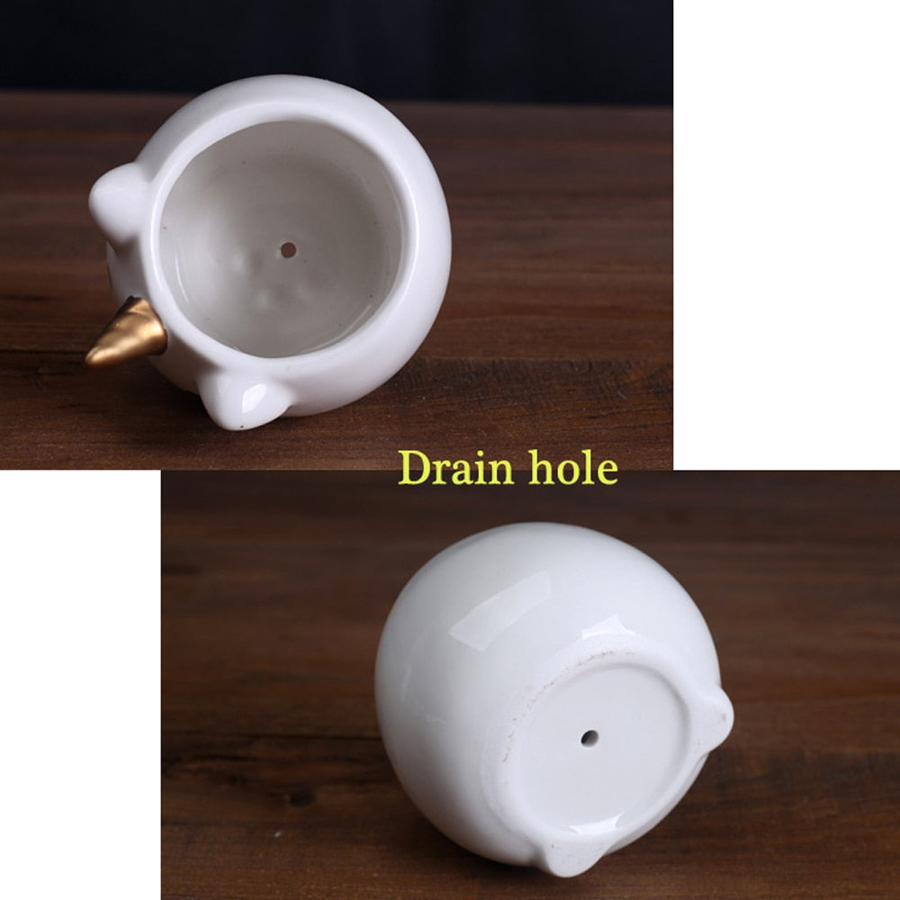 Small Ceramic Unicorn Planter Pot for Succulents by HitMyNeed