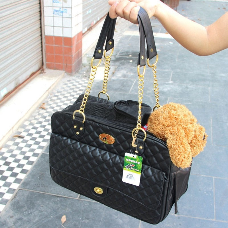 Small Dog Carrier Shoulder Bag with Mesh and Pocket by HitMyNeed