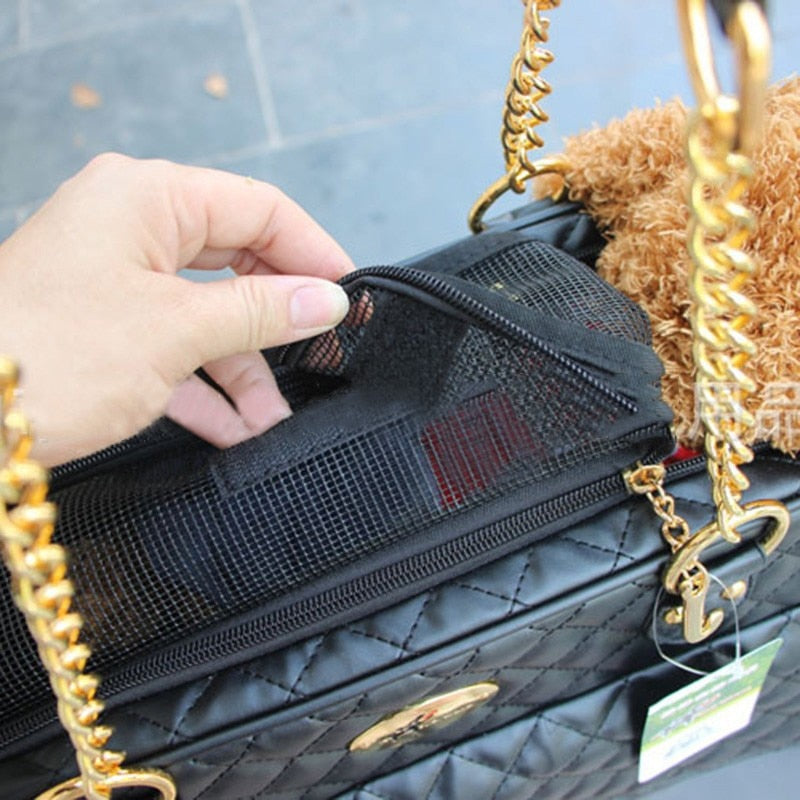 Small Dog Carrier Shoulder Bag with Mesh and Pocket by HitMyNeed