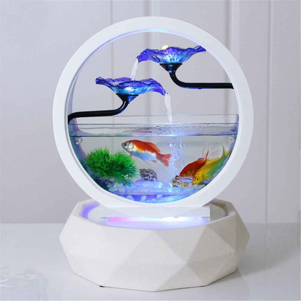 Small Fish Tank with Decorative Water Fountain by HitMyNeed