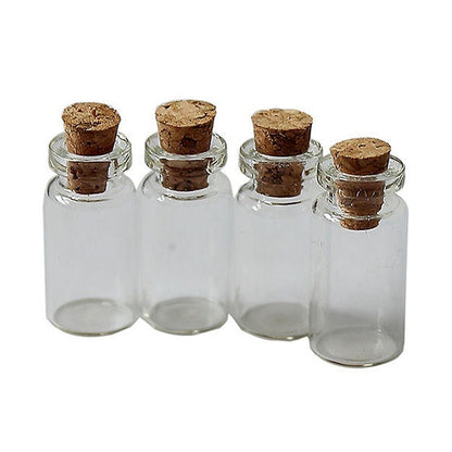 Small Glass Bottles with Cork Stoppers (Set of 10) by HitMyNeed