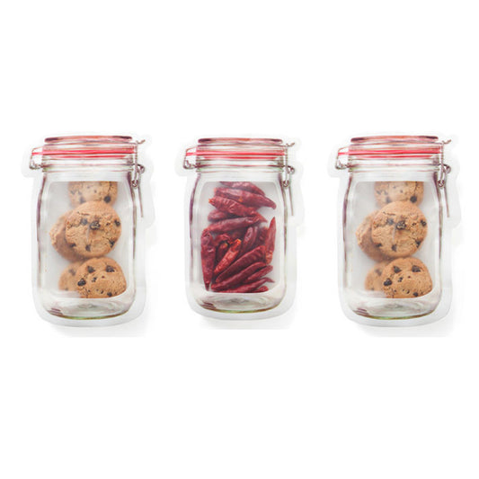 Small Jar Design Ziplock Food Storage Bags (Set of 4) by HitMyNeed