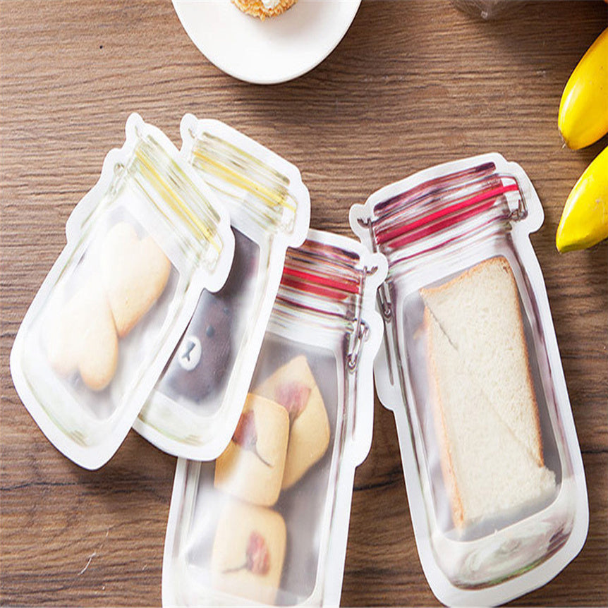 Small Jar Design Ziplock Food Storage Bags (Set of 4) by HitMyNeed