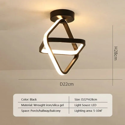 Small Modern LED Ceiling Light with 2 Rings a-black stepless-dimming-rc by HitMyNeed