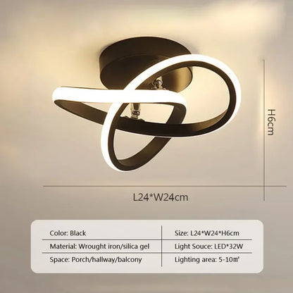 Small Modern LED Ceiling Light with 2 Rings b-black stepless-dimming-rc by HitMyNeed
