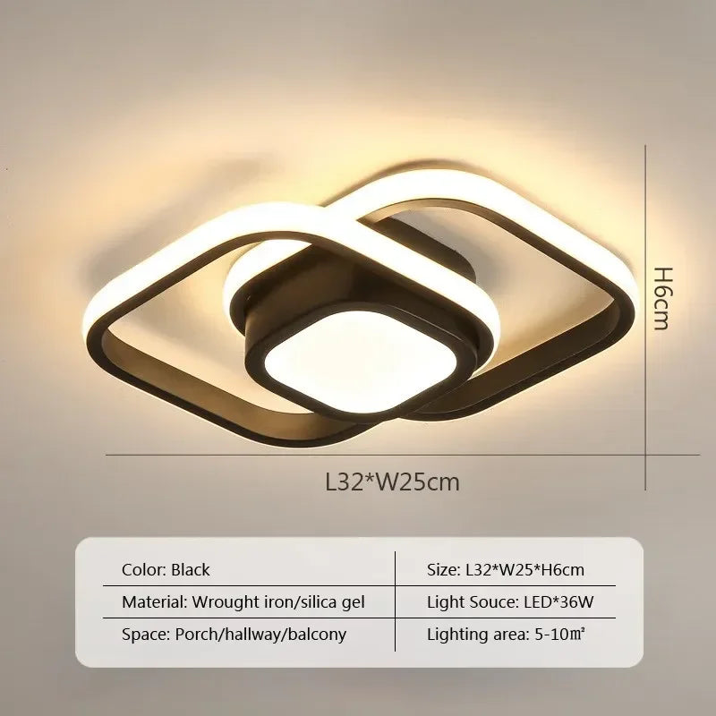 Small Modern LED Ceiling Light with 2 Rings c-black stepless-dimming-rc by HitMyNeed