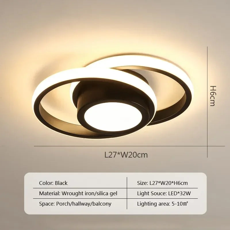 Small Modern LED Ceiling Light with 2 Rings d-black stepless-dimming-rc by HitMyNeed