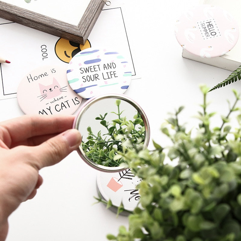 Small Round Portable Mirror for Purse or Pocket by HitMyNeed