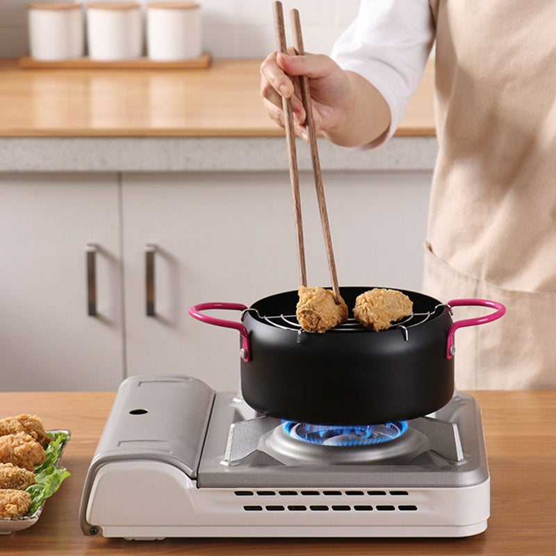 Small Steel Deep Frying Pot with Strainer, 18cm by HitMyNeed