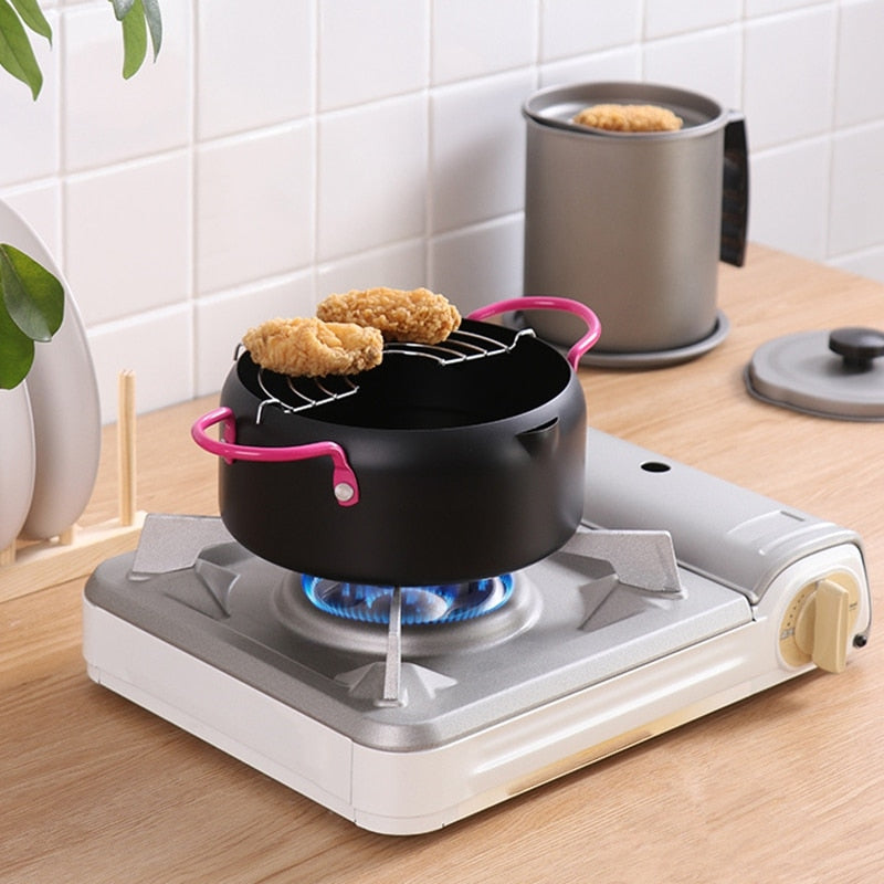 Small Steel Deep Frying Pot with Strainer, 18cm by HitMyNeed