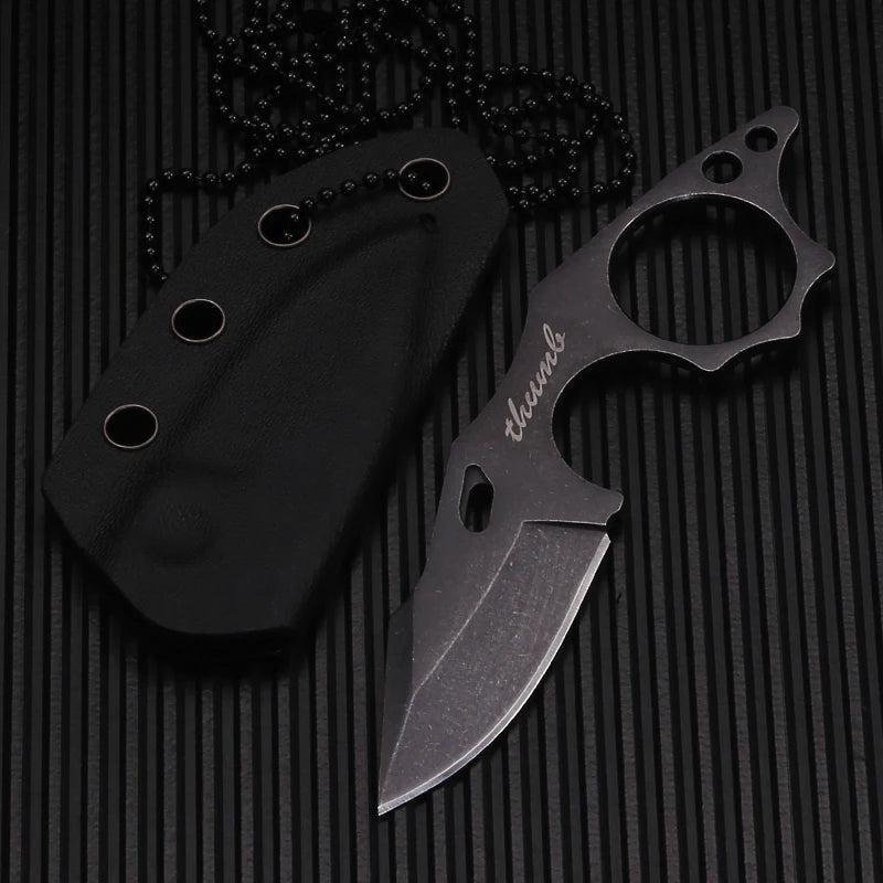 Small Tactical Fixed Blade Necklace Knife EDC black by HitMyNeed