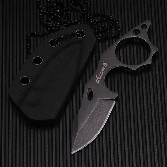 Small Tactical Fixed Blade Necklace Knife EDC black by HitMyNeed