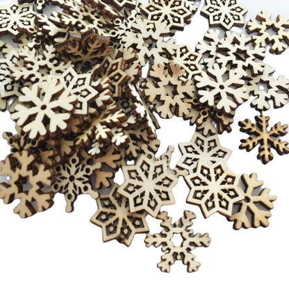 Small Wooden Snowflakes for DIY Crafts (50 Pack) by HitMyNeed