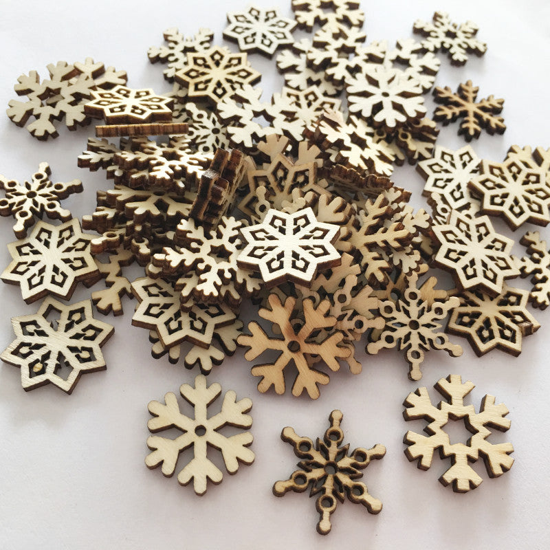 Small Wooden Snowflakes for DIY Crafts (50 Pack) by HitMyNeed
