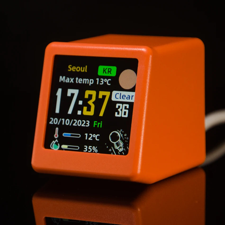 Smalltv-Ultra Smart WiFi Weather Station Clock orange by HitMyNeed
