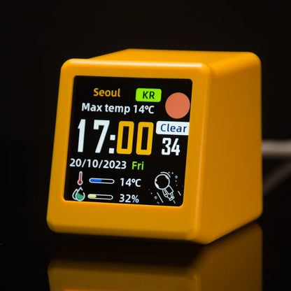Smalltv-Ultra Smart WiFi Weather Station Clock yellow by HitMyNeed