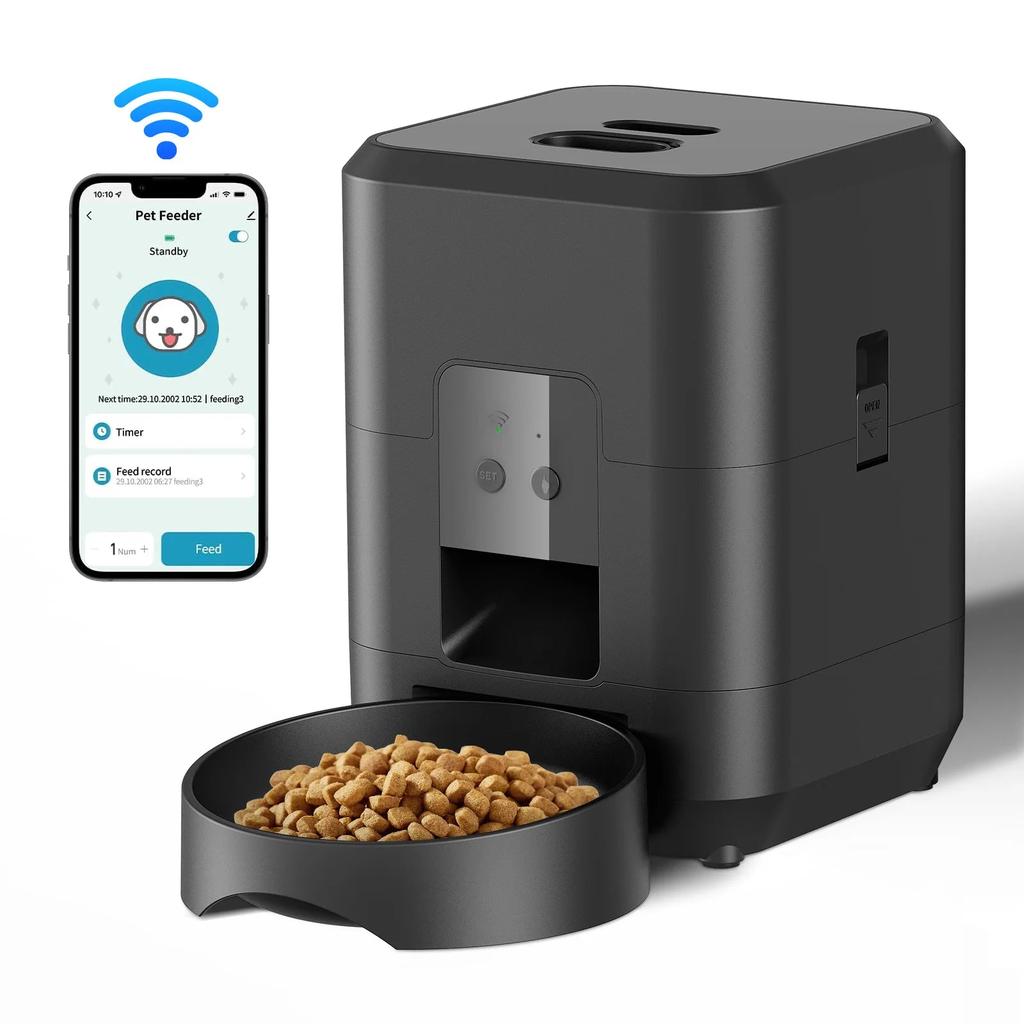 Smart Automatic Pet Feeder with Timed Slow Feeding black-wifi-feeder by HitMyNeed