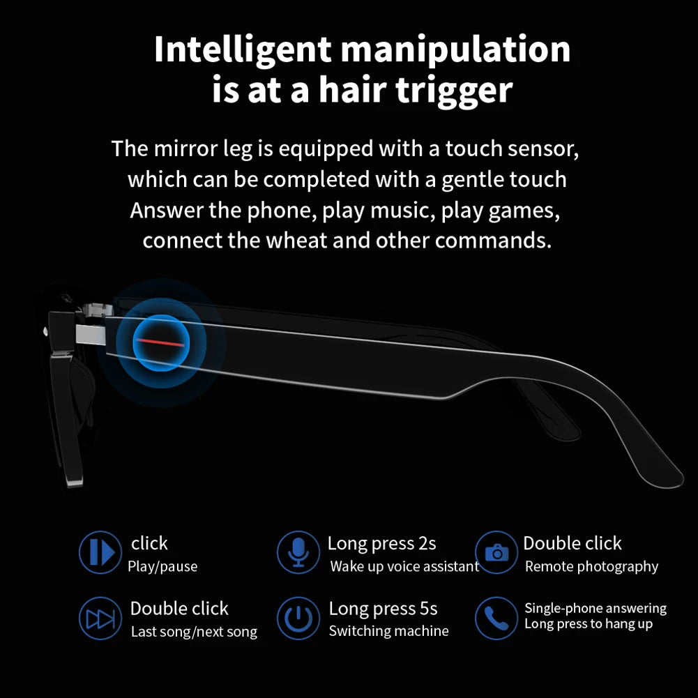 Smart Bluetooth Glasses with Audio & Blue-Light Filter by HitMyNeed