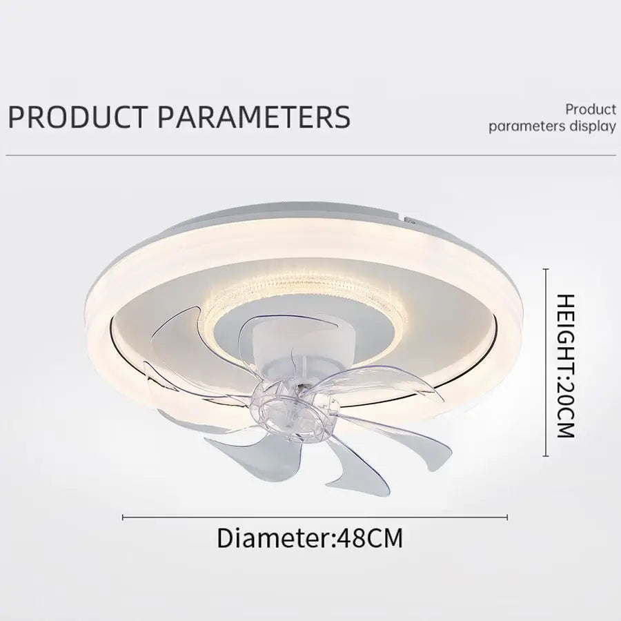 Smart Ceiling Fan with Lights & Remote, Retractable 48cm by HitMyNeed