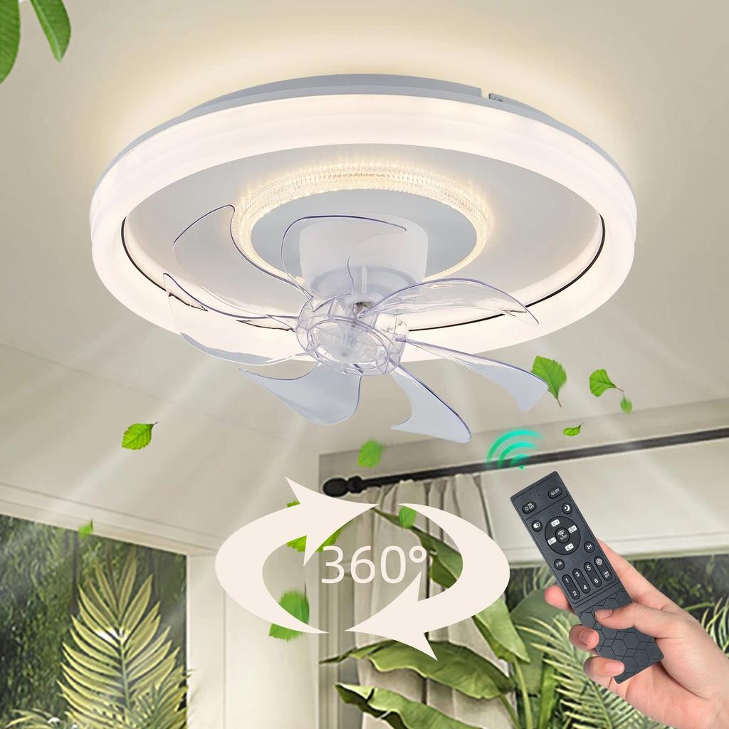 Smart Ceiling Fan with Lights & Remote, Retractable 48cm by HitMyNeed
