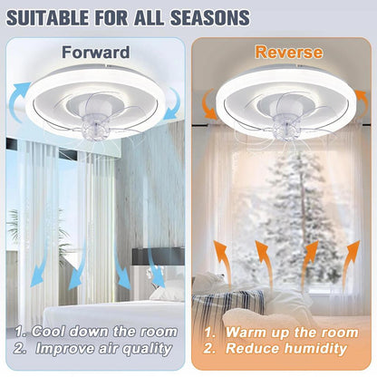 Smart Ceiling Fan with Lights & Remote, Retractable 48cm by HitMyNeed