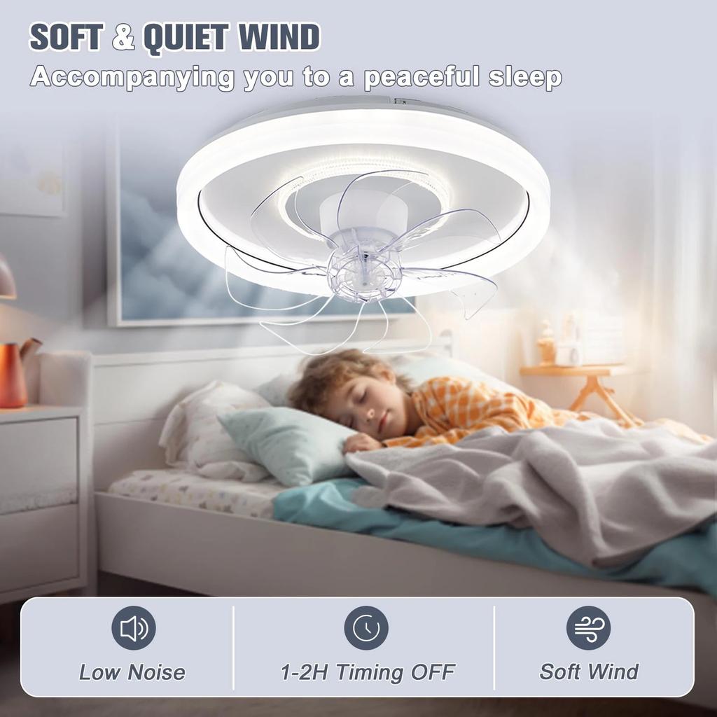 Smart Ceiling Fan with Lights & Remote, Retractable 48cm by HitMyNeed