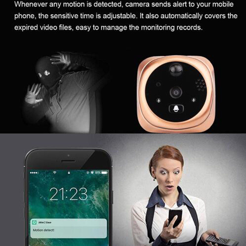 Smart Doorbell with WiFi Peephole Camera 720P by HitMyNeed