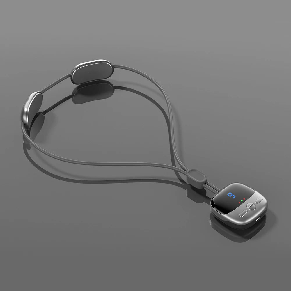 Smart EMS Hanging Neck Massager with Heat Therapy black by HitMyNeed