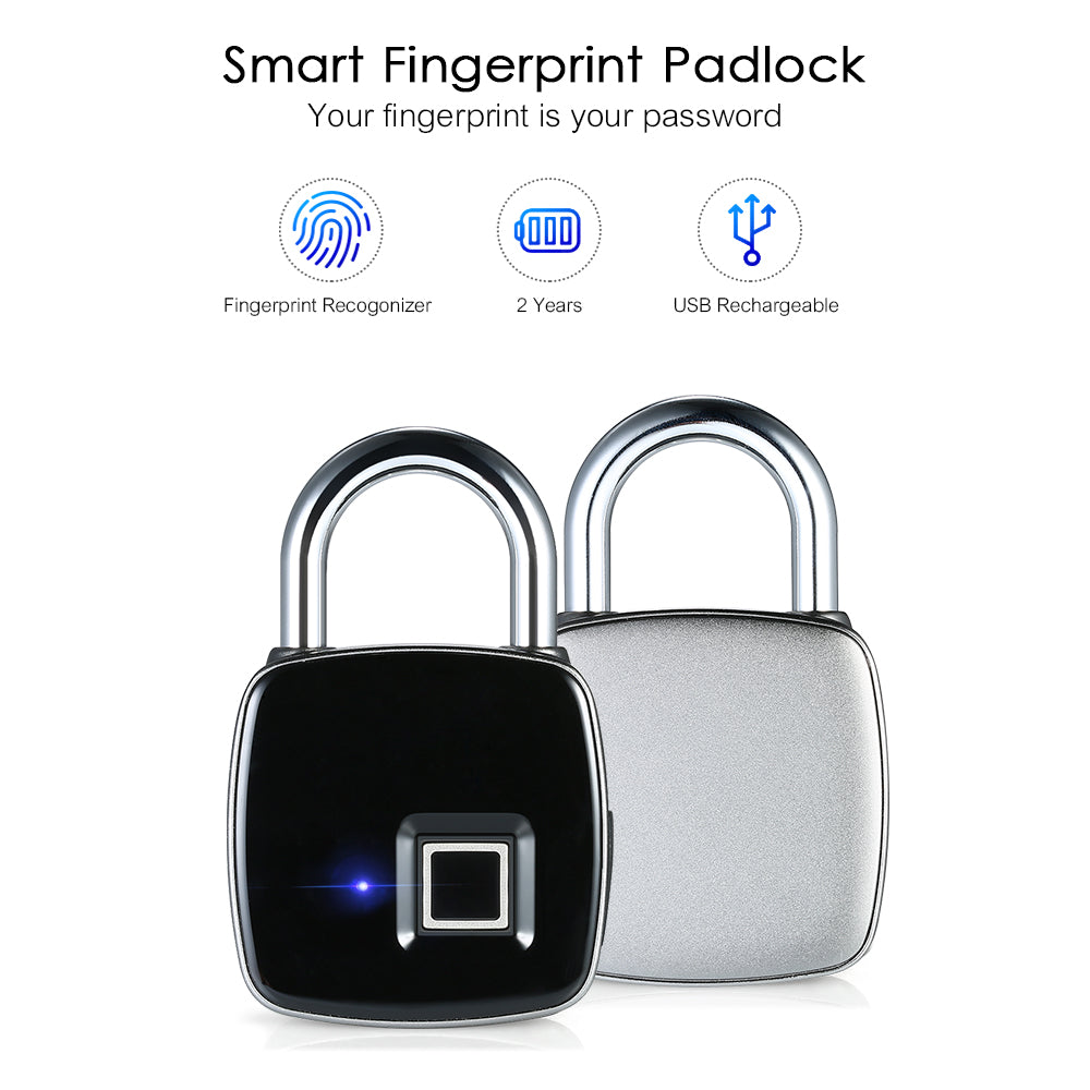 Smart Fingerprint Padlock with Rechargeable Battery by HitMyNeed