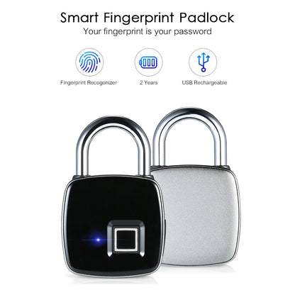 Smart Fingerprint Padlock with Rechargeable Battery by HitMyNeed