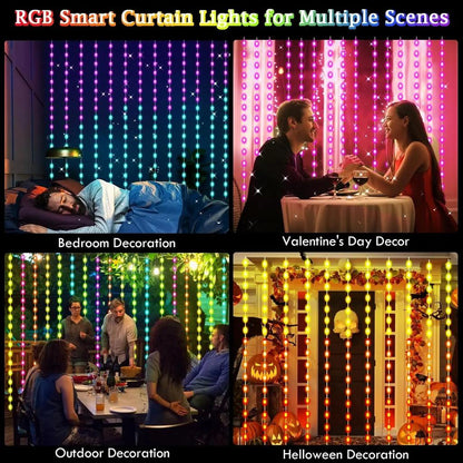Smart LED Curtain Lights 3x3m with App & Music Sync by HitMyNeed