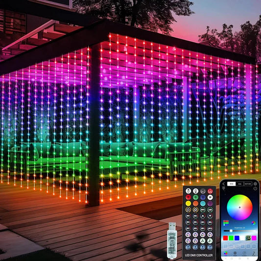 Smart LED Curtain Lights 3x3m with App & Music Sync 3mx3m-300leds by HitMyNeed